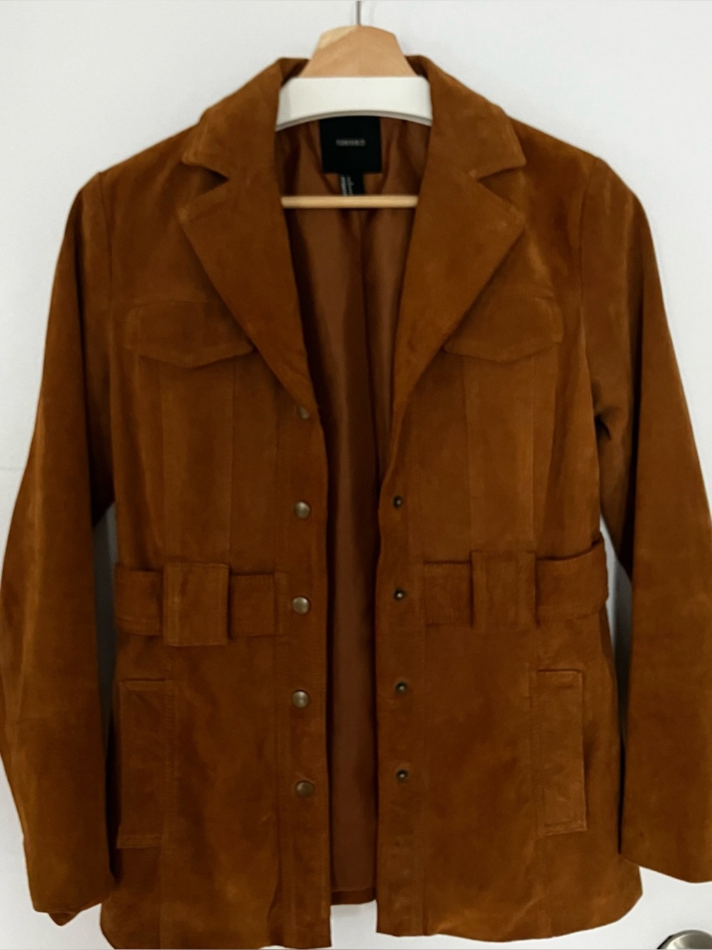 Forever 21 Rust Brown Suede Button-Front Jacket